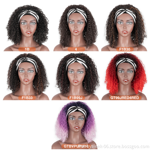 13 inches classic brown Rebecca  fashion brand wholesale price  kinky curly braids synthetic hair headband wig for balck woman